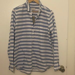 J.Crew blue/white striped popover camp shirt